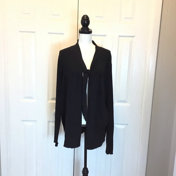 Daisy Fuentes Womens Black Open Tie Front Cotton Cardigan Sweater Size 3X - Picture 2 of 5